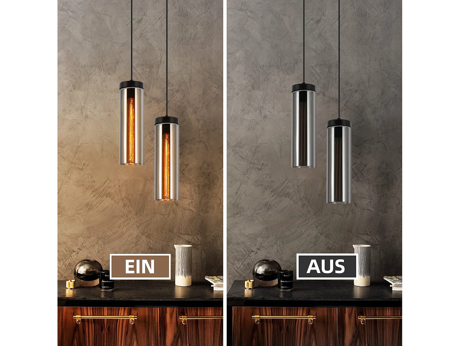 Retro Pendelleuchte Esstischlampe Glas matt schwarz 1 flammig E27