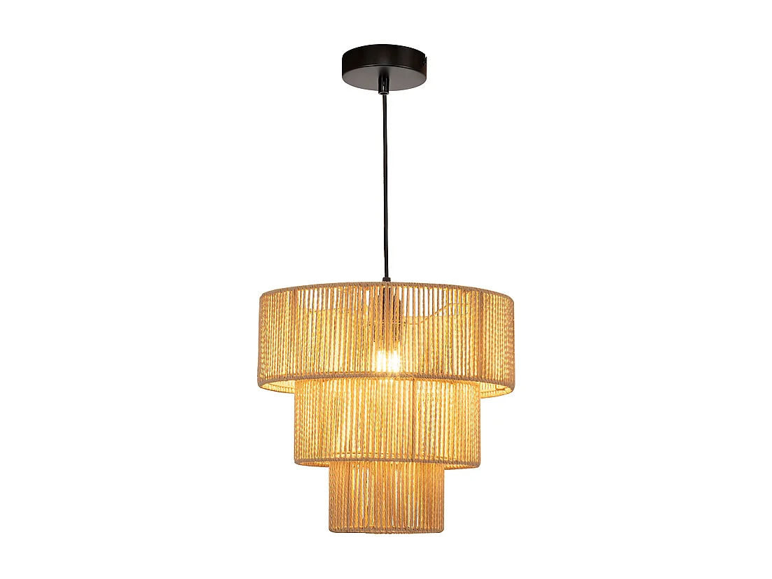 NETTLIFE Lampe suspendue table à manger suspension salon suspension bohème en rotin Ø35cm suspendue 1 ampoule