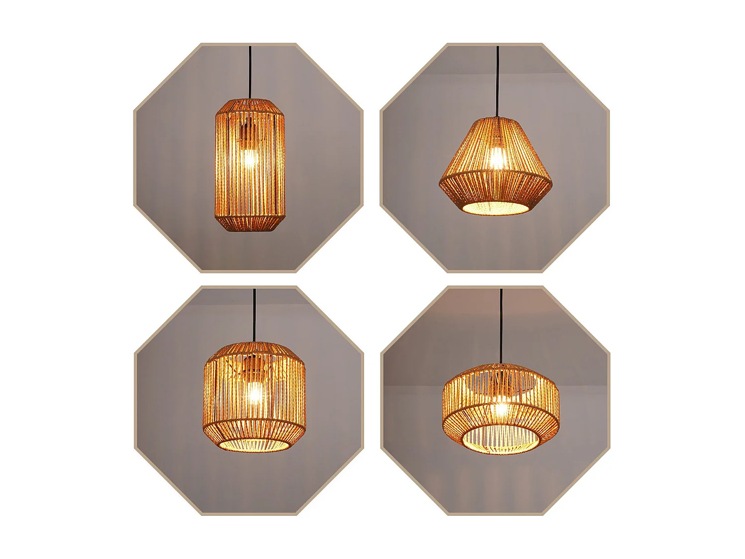 NETTLIFE Vintage Eettafel Hanglamp 1 Lamp Hennep Touw Lantaarn Ontwerp E27 Eetkamerlamp