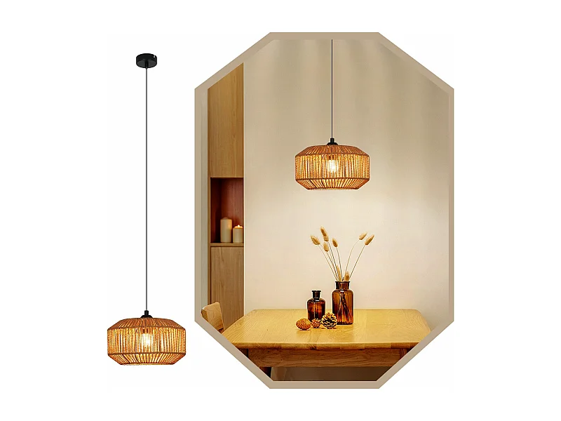NETTLIFE Suspension table à manger vintage 1 ampoule corde de chanvre lanterne design E27 lampe de salle à manger
