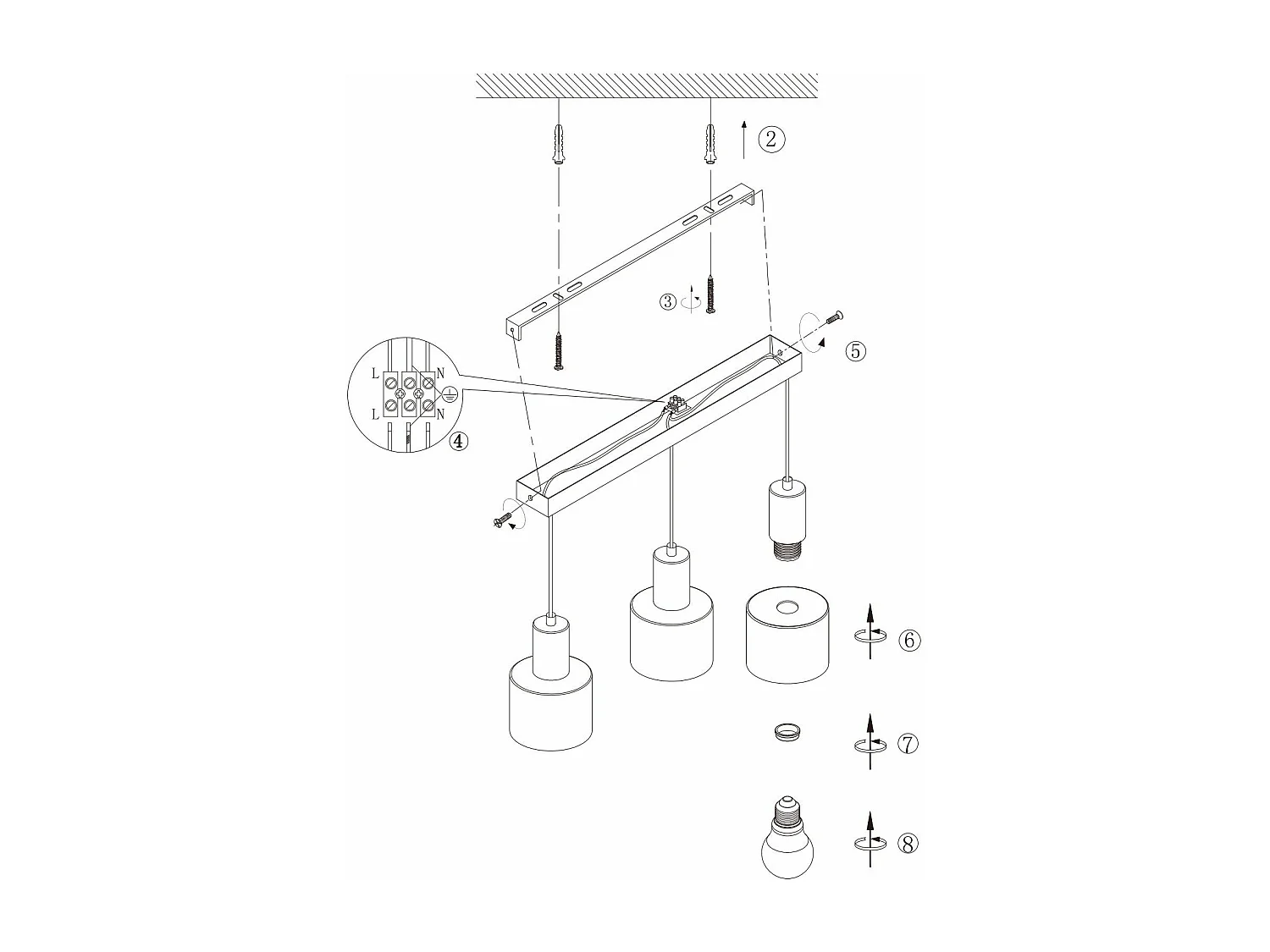 NETTLIFE Eettafel Hanglamp E27 Vintage Hanglamp - 3 Lampen Keuken Hanglamp Zwart Goud Eetkamerlamp