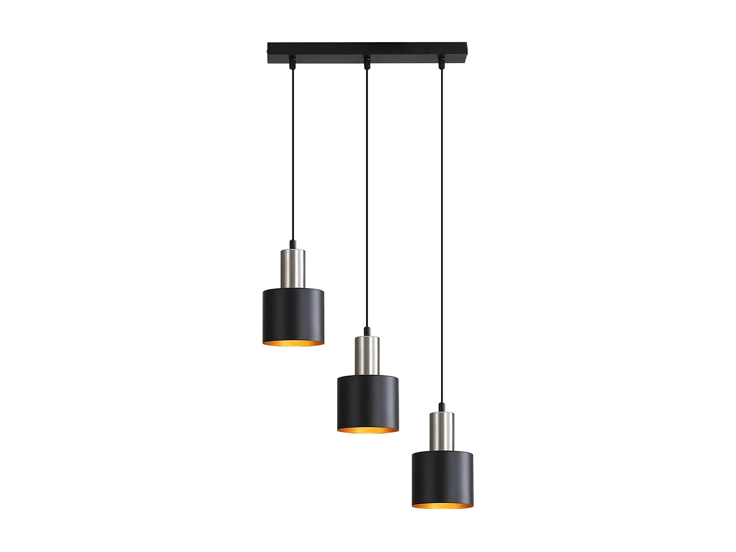 NETTLIFE Suspension table à manger E27 lampe suspendue vintage - lampe de cuisine suspendue 3 ampoules lampe de salle à manger noir or