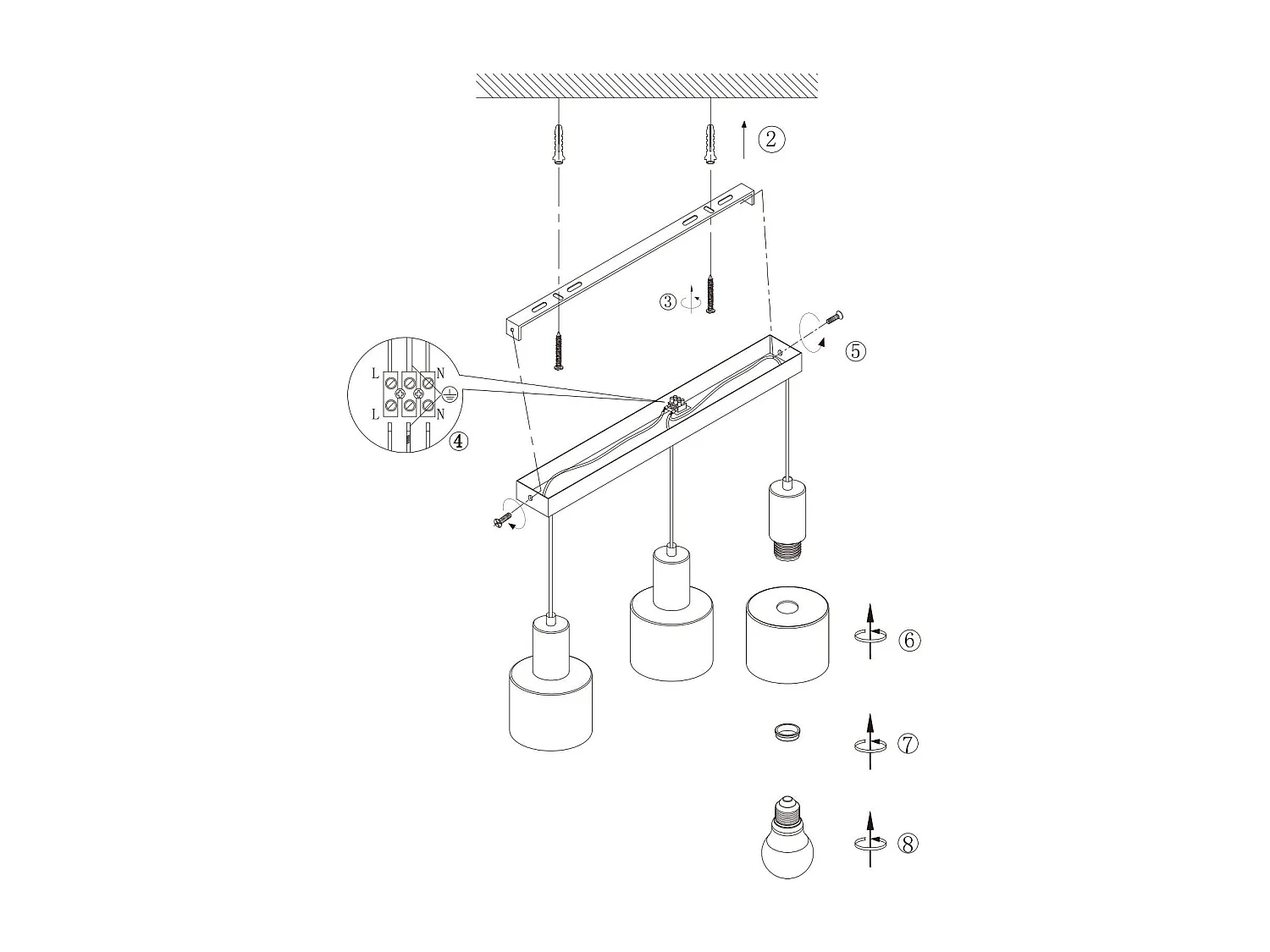 NETTLIFE Suspension table à manger E27 lampe suspendue vintage - lampe de cuisine suspendue 3 ampoules lampe de salle à manger noir or
