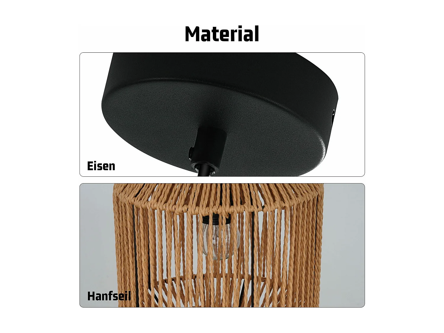 NETTLIFE Suspension table à manger vintage 1 ampoule corde de chanvre lanterne design E27 lampe de salle à manger