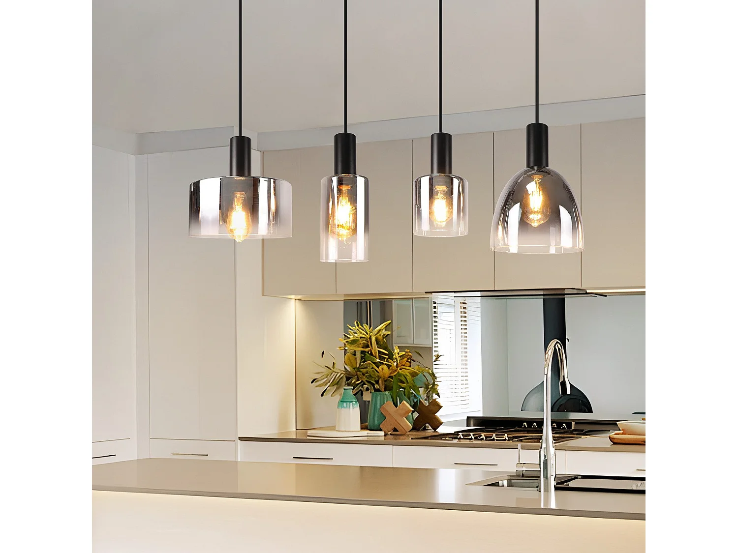 Vintage Eettafel Hanglamp Rookgrijs Glas E27 Hoogte Verstelbaar Voor Woonkamer