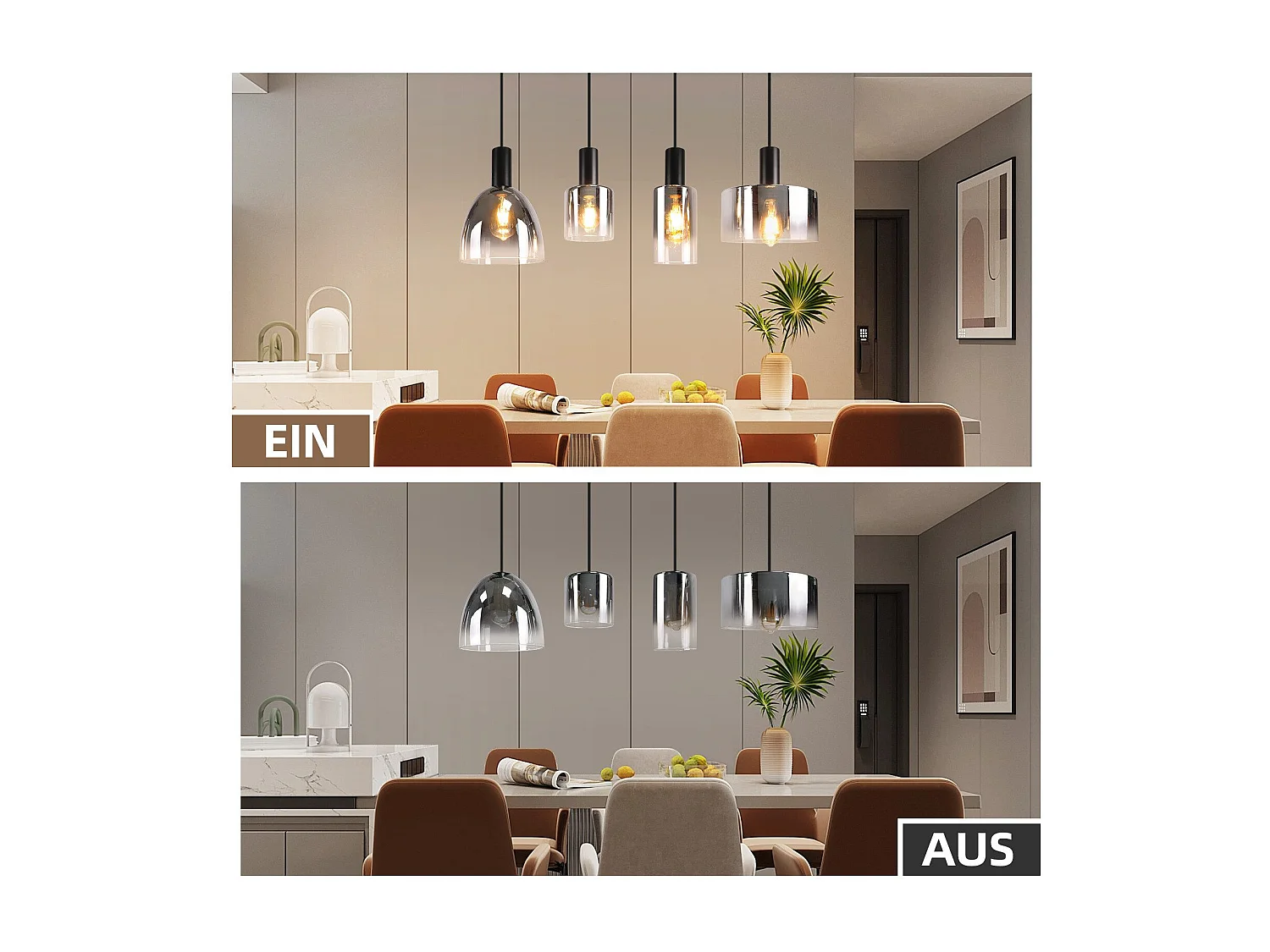 Lampe à Suspension Pour Table à Manger Vintage En Verre Gris Fumé E27 Réglable En Hauteur Pour Salon