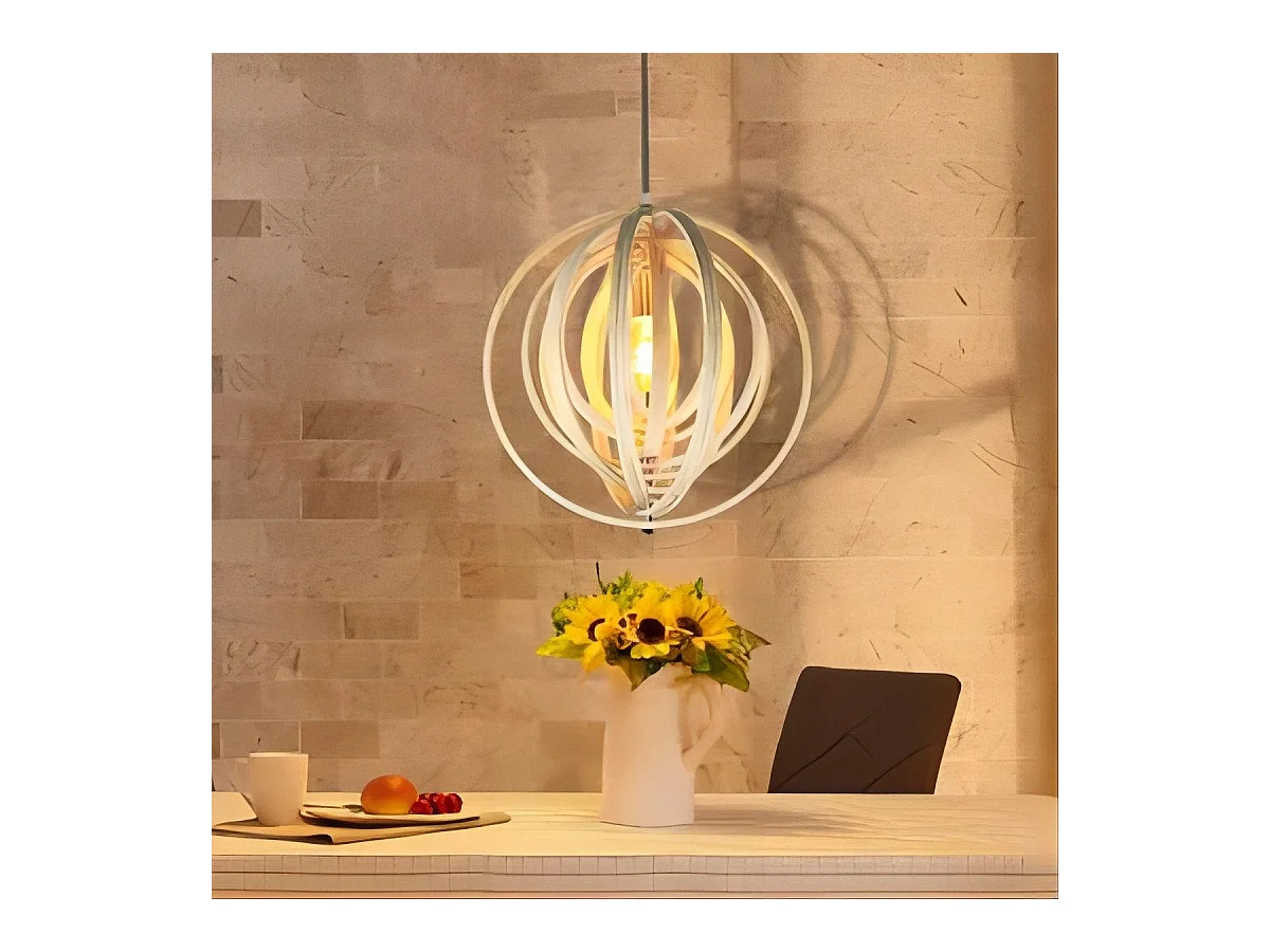 NETTLIFE Witte houten kroonluchter, vintage E27 hanglamp, landelijke stijl