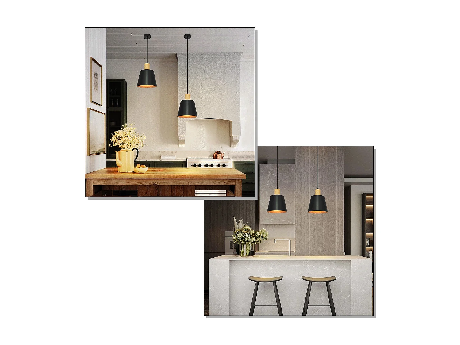 NETTLIFE Suspension Vintage Salle à Manger 2x Lampe Suspendue Noire Lampe Suspendue Industrielle E27 Métal Rétro