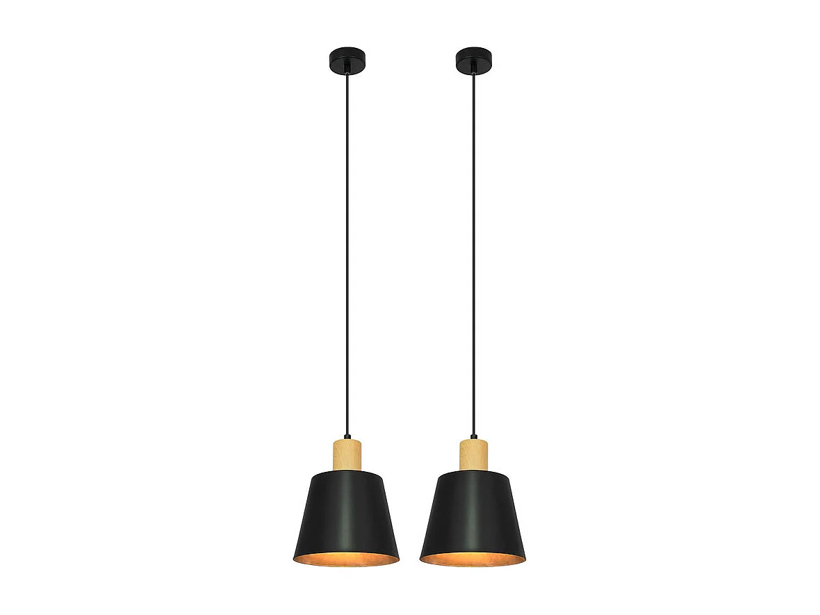 NETTLIFE Suspension Vintage Salle à Manger 2x Lampe Suspendue Noire Lampe Suspendue Industrielle E27 Métal Rétro