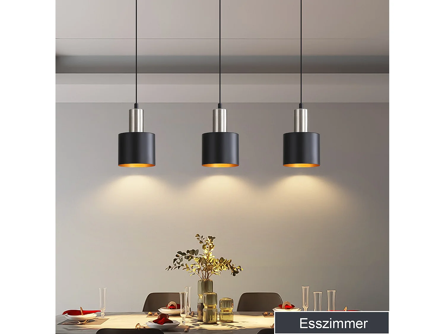 NETTLIFE Lampe suspendue table à manger suspension E27 suspension noire rétro table de chevet réglable en hauteur