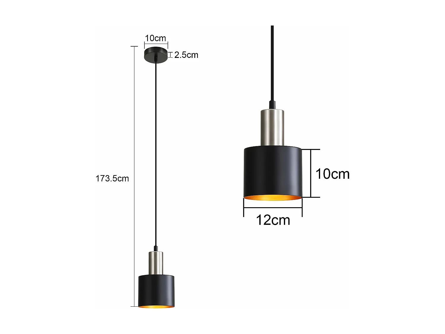 NETTLIFE Lampe suspendue table à manger suspension E27 suspension noire rétro table de chevet réglable en hauteur