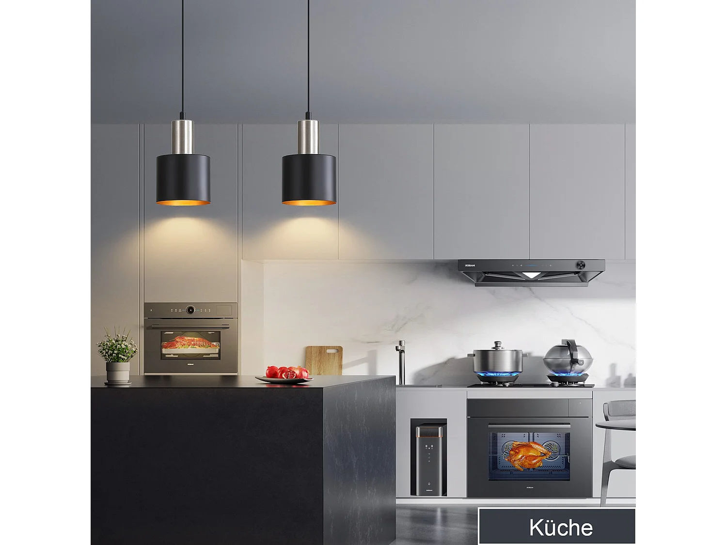 NETTLIFE Lampe suspendue table à manger suspension E27 suspension noire rétro table de chevet réglable en hauteur