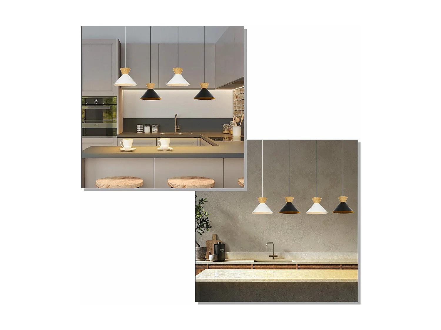 NETTLIFE Suspension Vintage Salle à Manger 2x Lampe Suspendue Noire Lampe Suspendue Industrielle E27 Métal Rétro