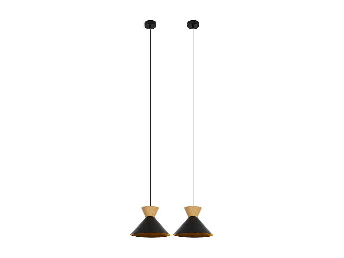 NETTLIFE Suspension Vintage Salle à Manger 2x Lampe Suspendue Noire Lampe Suspendue Industrielle E27 Métal Rétro