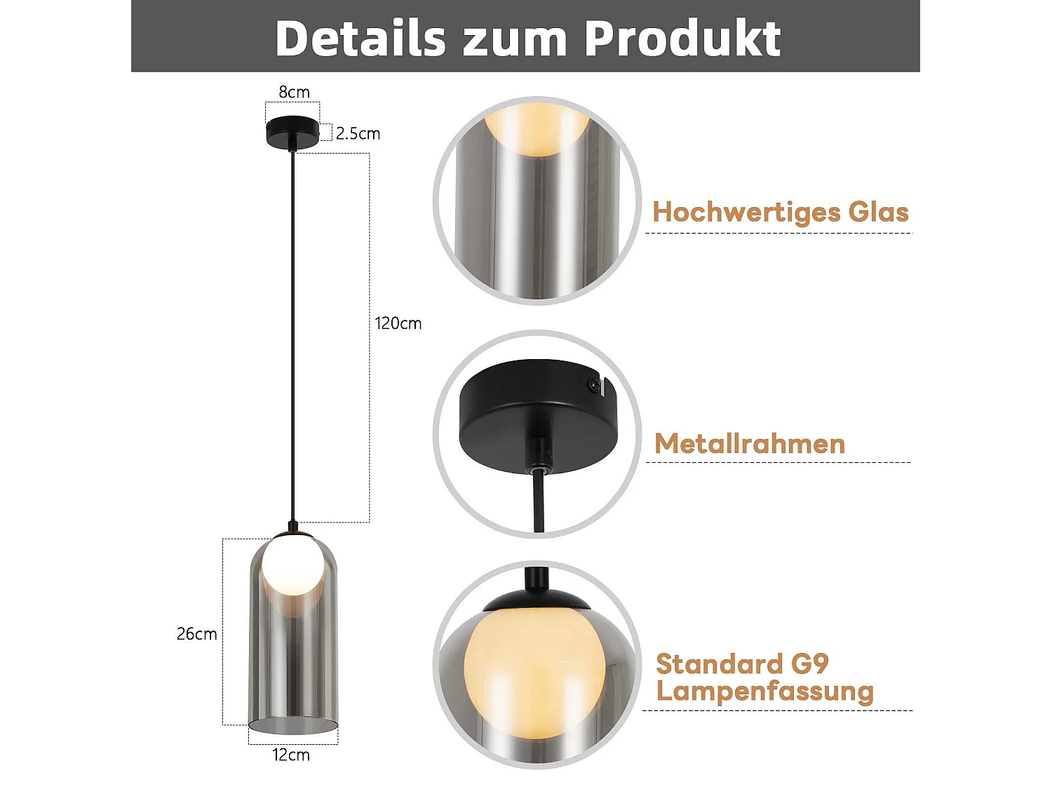 1e Vintage Hanglamp Voor Eettafel Smoky Grey G9 Ovaal Hoogte Verstelbaar Voor Woonkamer