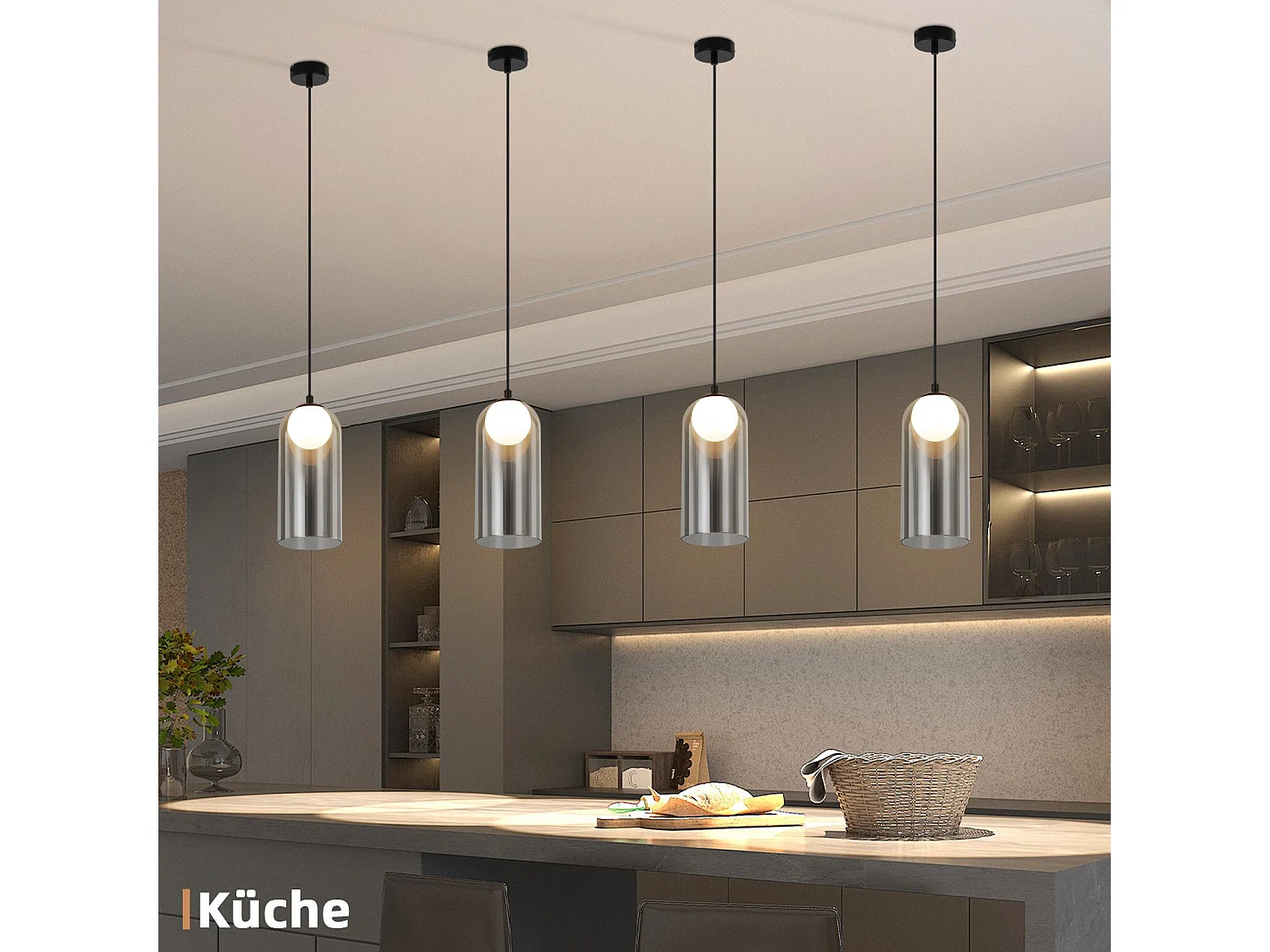 1e Vintage Hanglamp Voor Eettafel Smoky Grey G9 Ovaal Hoogte Verstelbaar Voor Woonkamer