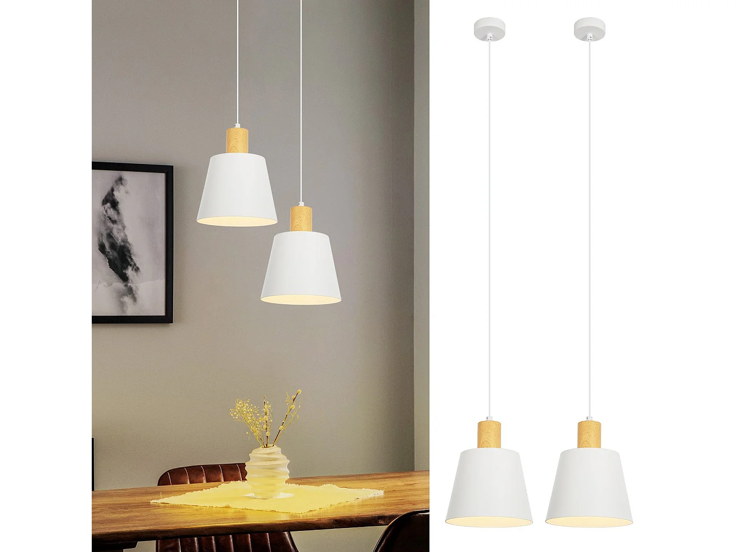 NETTLIFE Suspension Vintage Salle à Manger 2x Lampe Suspendue  Lampe Suspendue Industrielle E27 Métal Rétro