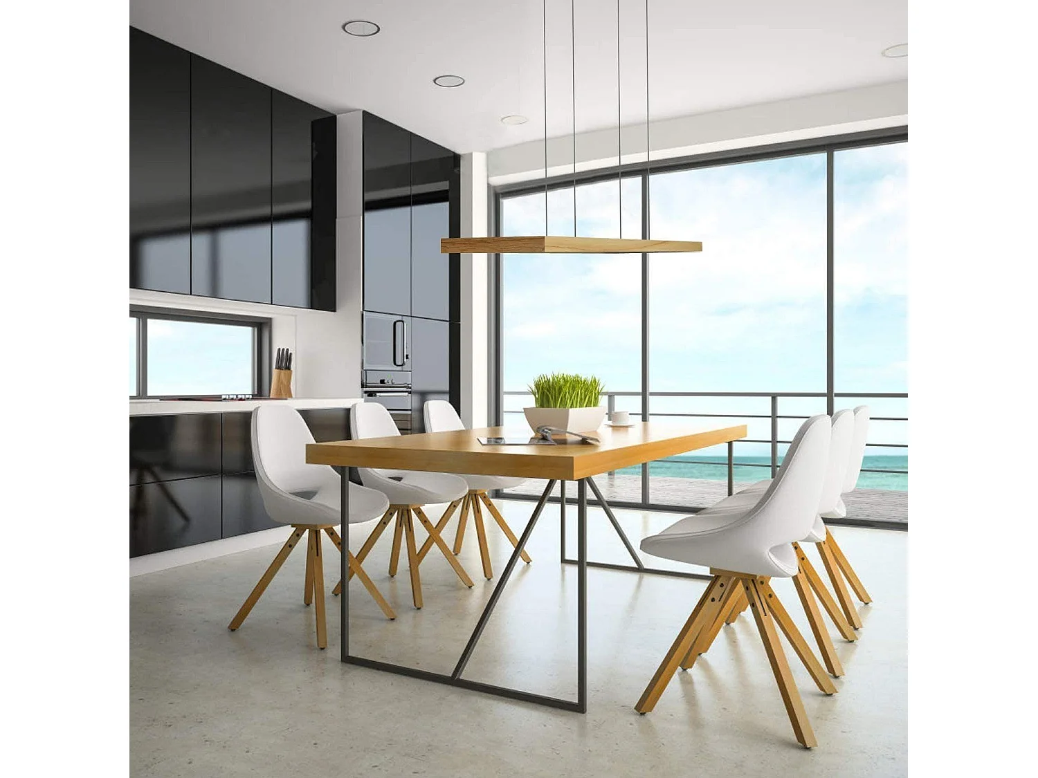 NETTLIFE Esszimmer Pendelleuchte Holz 38W dimmbar mit Fernbedienung 100CM LED Pendelleuchte