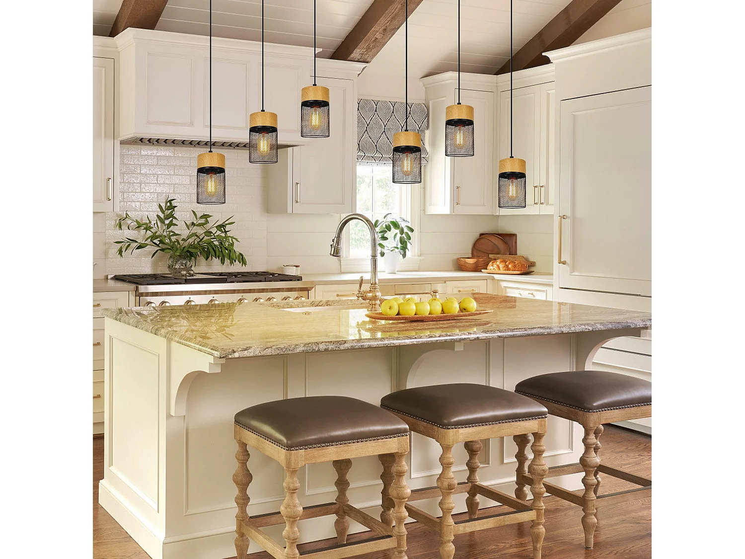 NETTLIFE Vintage Hanglamp Houtnerf Eettafel Zwart Industrieel E27 25W Hanglamp