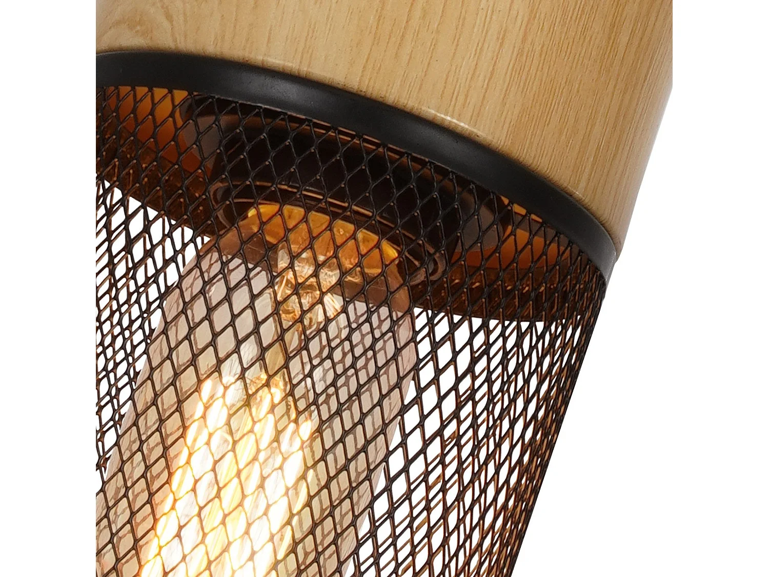 NETTLIFE Lampe à suspendre Vintage Bois veiné Table à manger Noir Industriel E27 25W Suspension