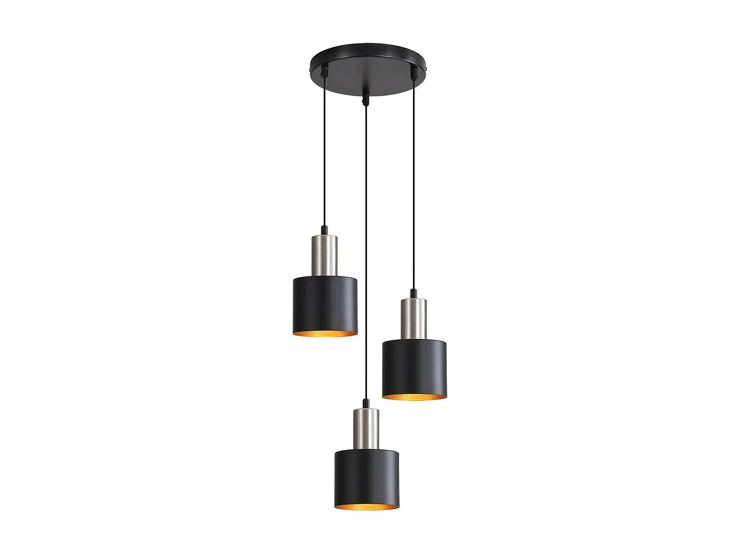 NETTLIFE Suspension table à manger E27 lampe suspendue vintage suspendue 3 ampoules noir or