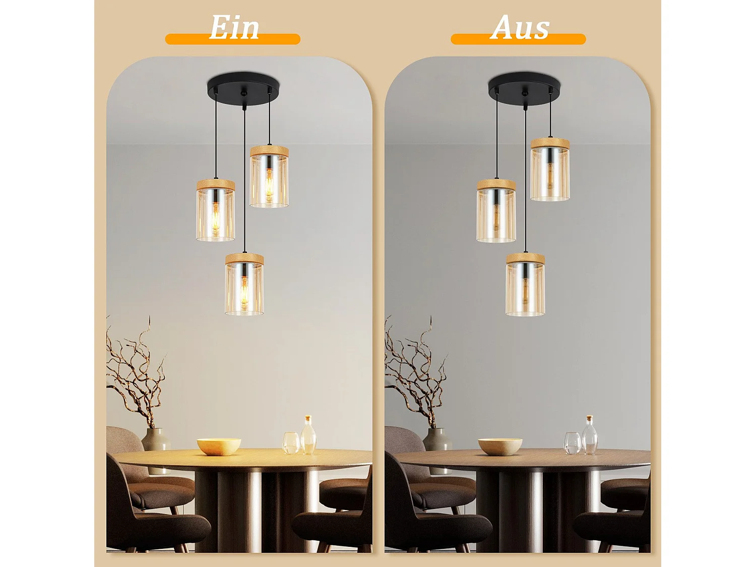 Lampe à Suspension Pour Table à Manger 3 Flammes En Verre Vintage E27 Lampe Suspendue Pour Salon