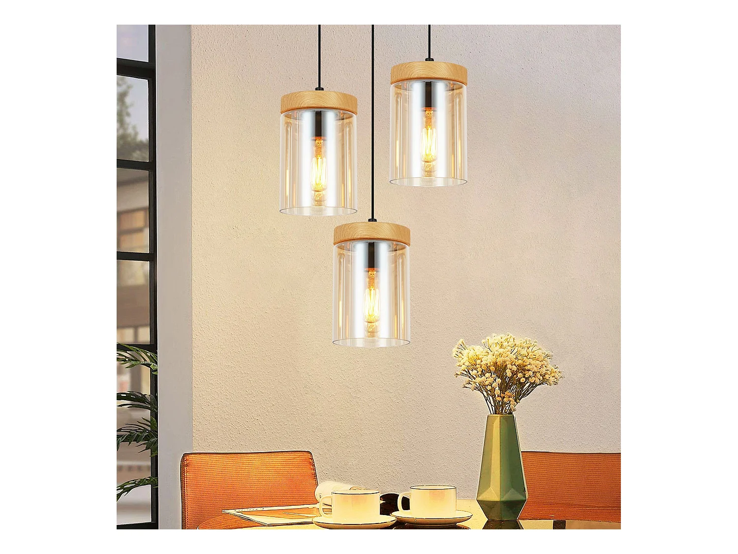 Lampe à Suspension Pour Table à Manger 3 Flammes En Verre Vintage E27 Lampe Suspendue Pour Salon