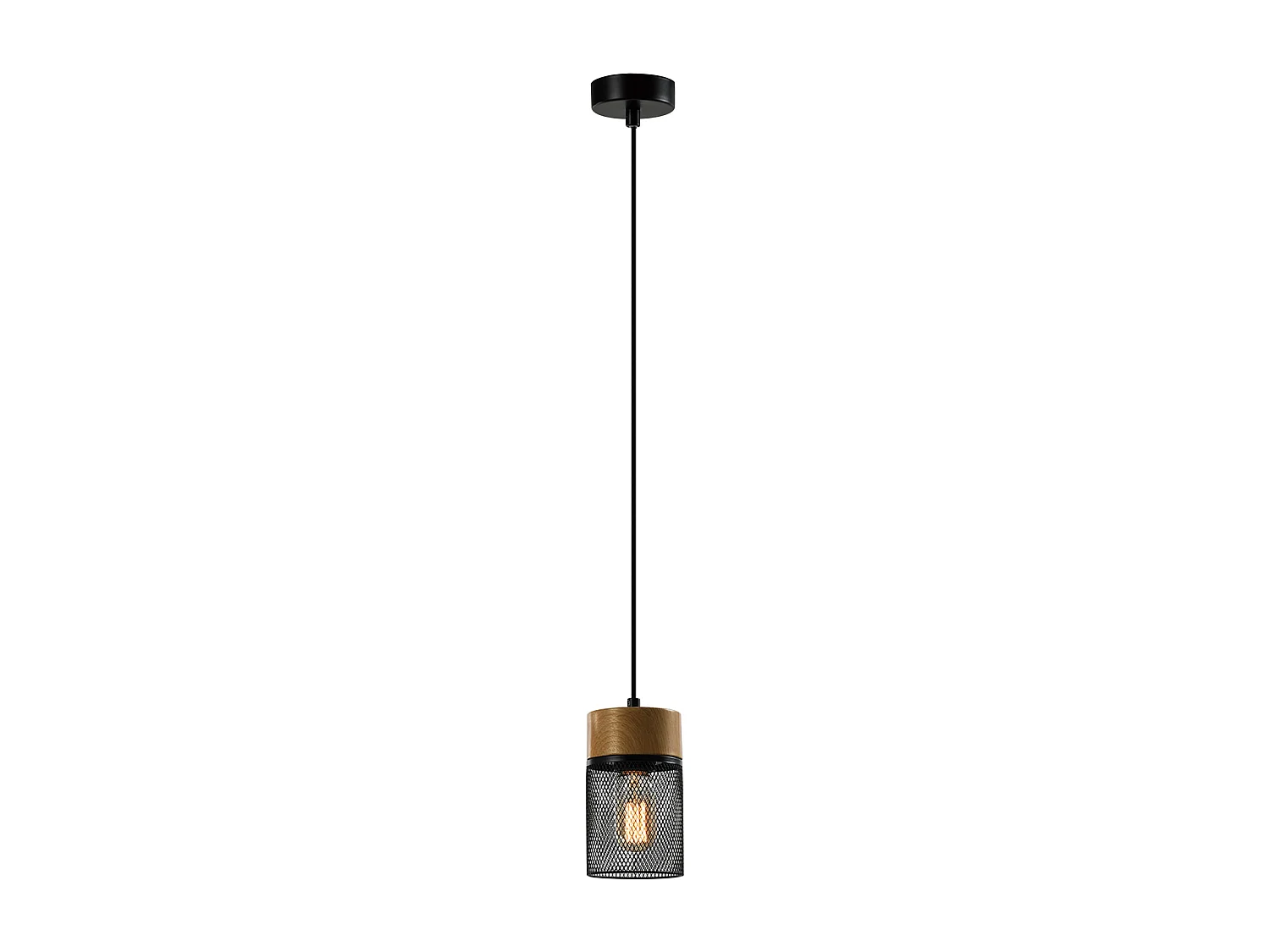 NETTLIFE Lampe à suspendre Vintage Bois veiné Table à manger Noir Industriel E27 25W Suspension