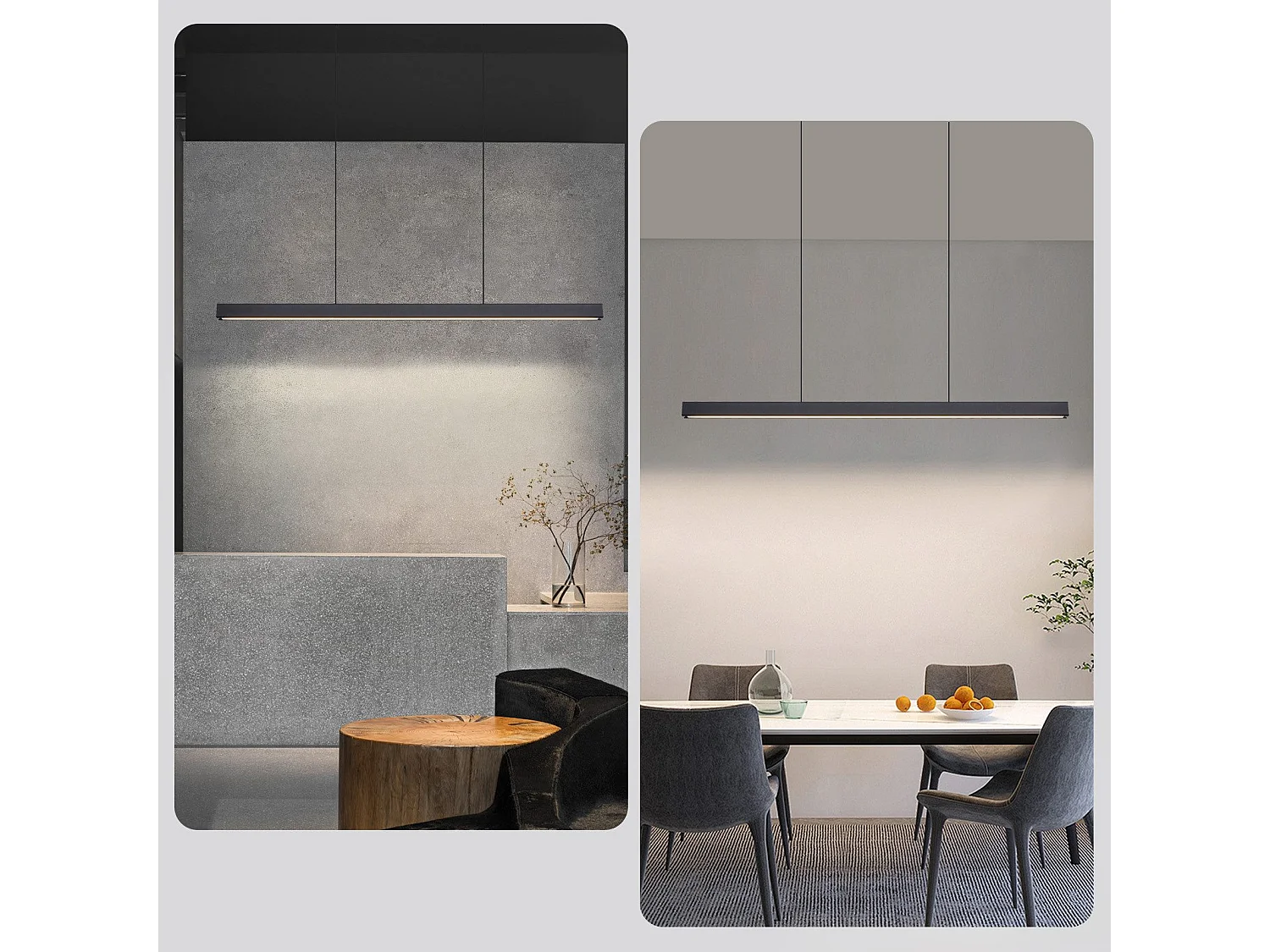 NETTLIFE Suspension LED Salle à manger Noir Linéaire Dimmable avec Télécommande 108CM 37W Moderne CCT