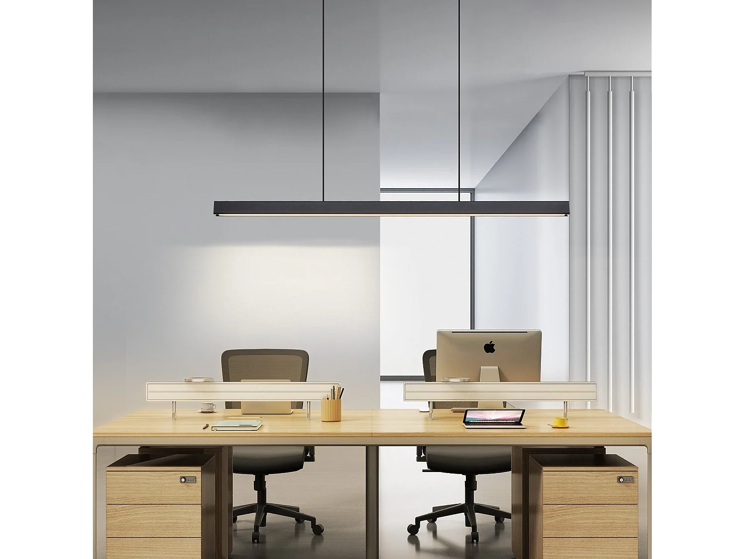 NETTLIFE Suspension LED Salle à manger Noir Linéaire Dimmable avec Télécommande 108CM 37W Moderne CCT