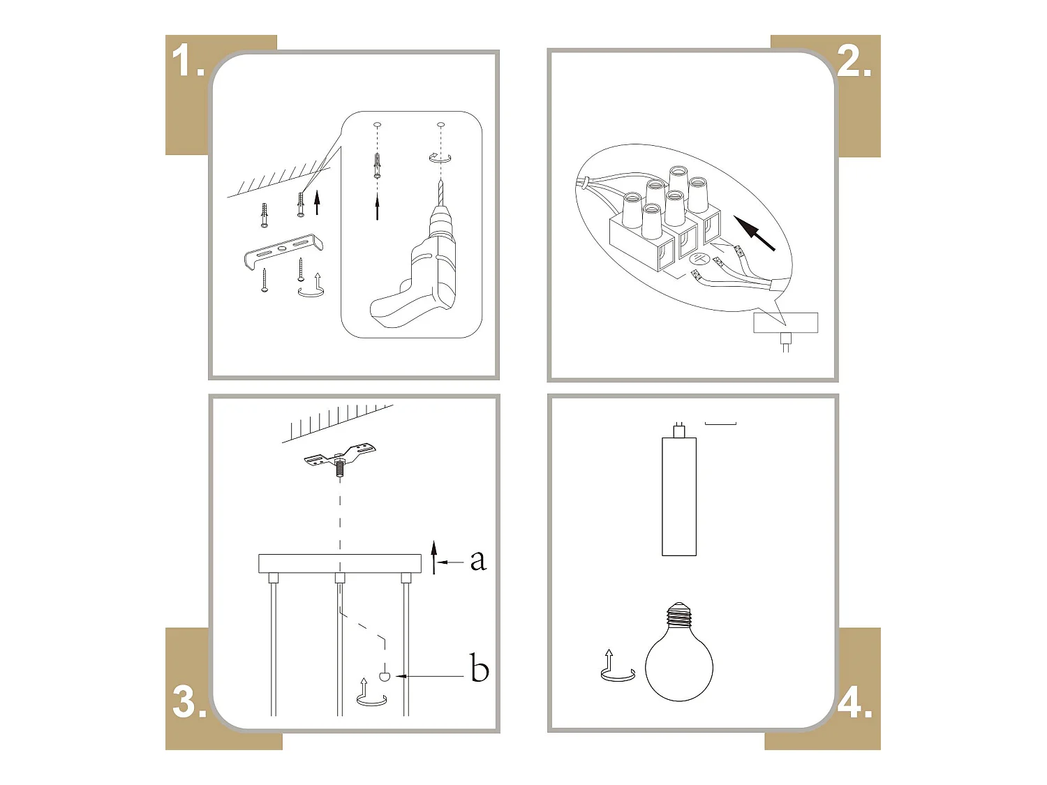 NETTLIFE Lampe suspendue 3 ampoules suspension dorée E27 lampe de salle à manger industrielle table à manger en métal