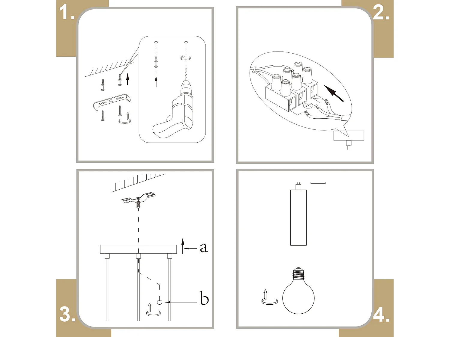 NETTLIFE Lampe suspendue 3 ampoules suspension dorée E27 lampe de salle à manger industrielle table à manger en métal