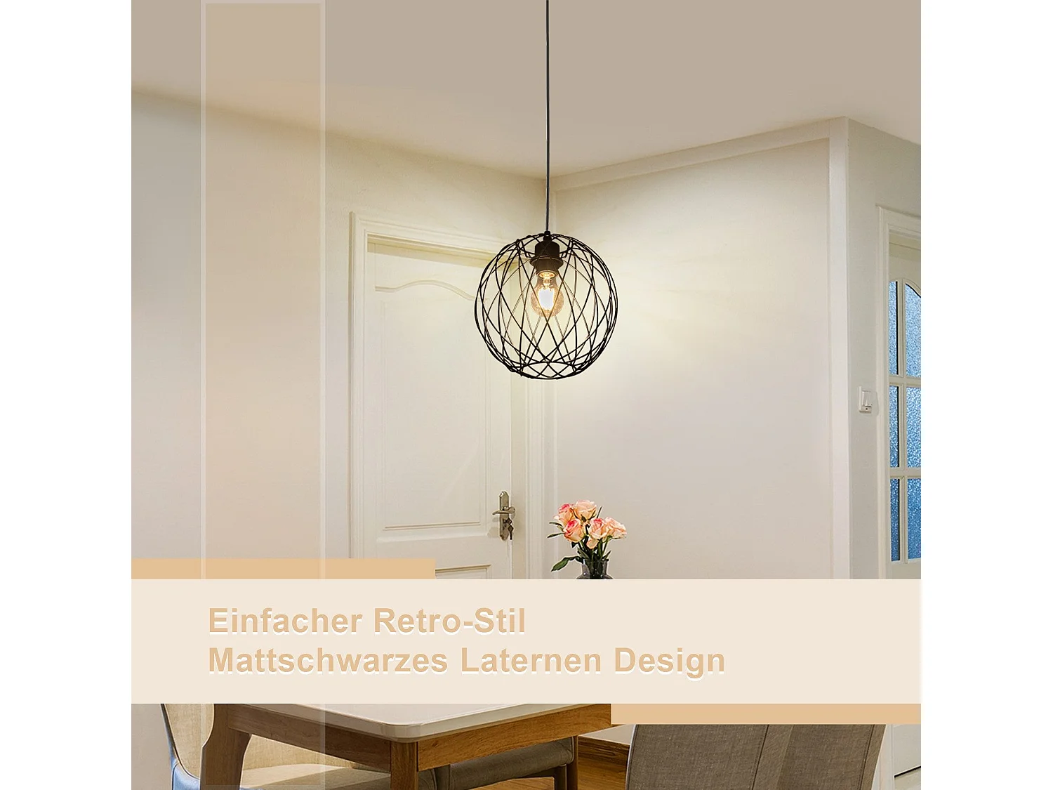 NETTLIFE Ronde Zwarte Hanglamp - Vintage Hanglamp E27 Industriële Retro Hanglamp Tafellamp