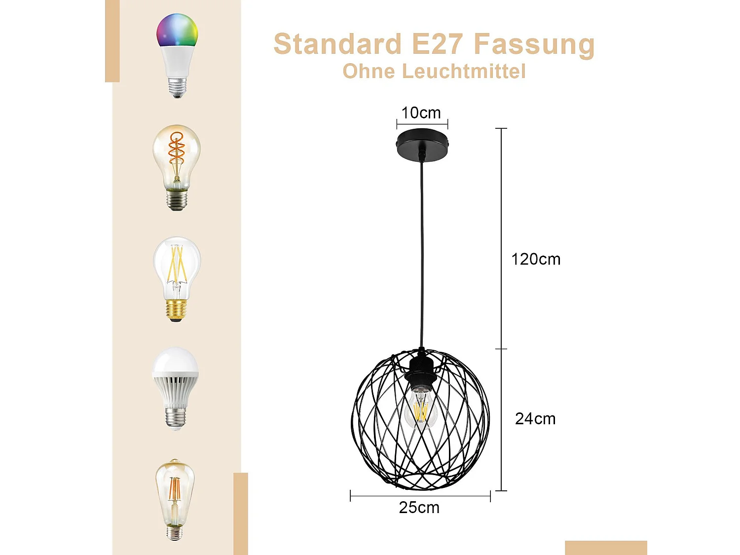 NETTLIFE Ronde Zwarte Hanglamp - Vintage Hanglamp E27 Industriële Retro Hanglamp Tafellamp