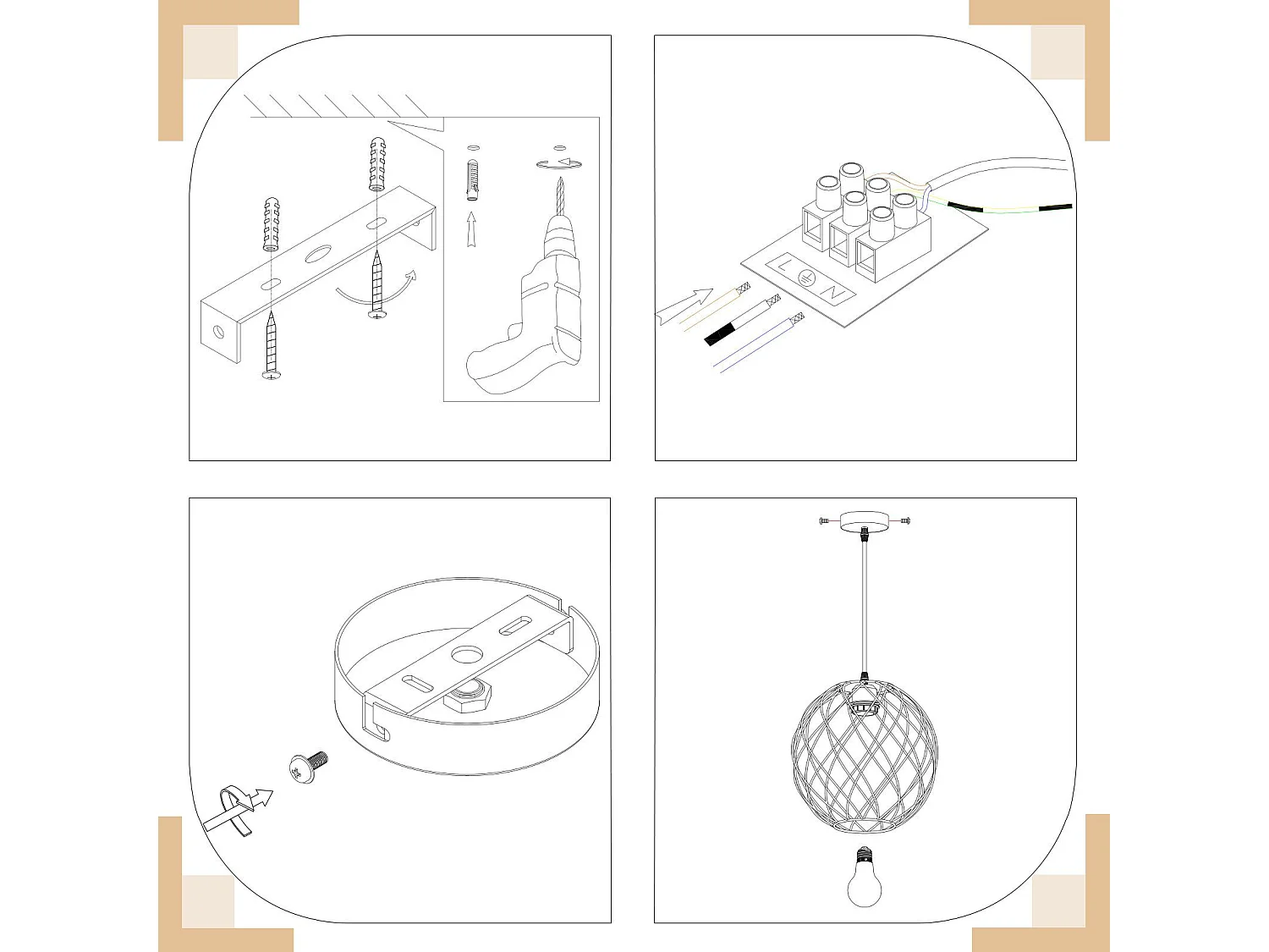 NETTLIFE Ronde Zwarte Hanglamp - Vintage Hanglamp E27 Industriële Retro Hanglamp Tafellamp