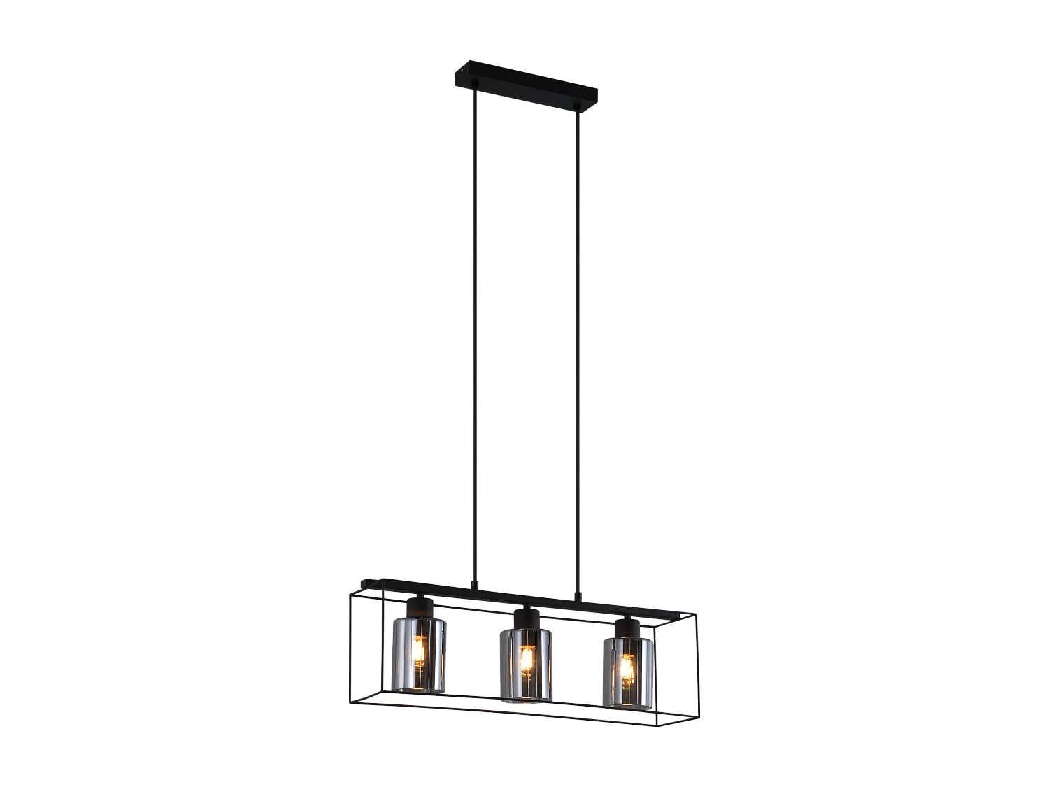 NETTLIFE Lampe à suspension noire 3 flammes en verre vintage E27 lampe à suspension réglable en hauteur