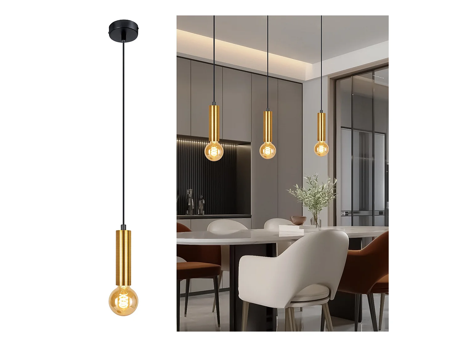 NETTLIFE Lampe suspendue table à manger 1 ampoule suspension  lampe suspendue E27 industrielle