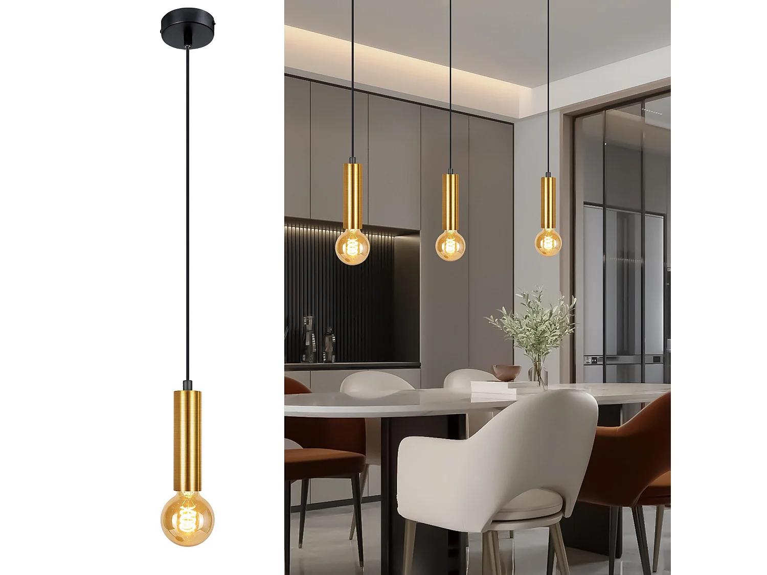 NETTLIFE Lampa wisząca do jadalni 1 żarówka Lampa wisząca E27 Industrialna lampa wisząca