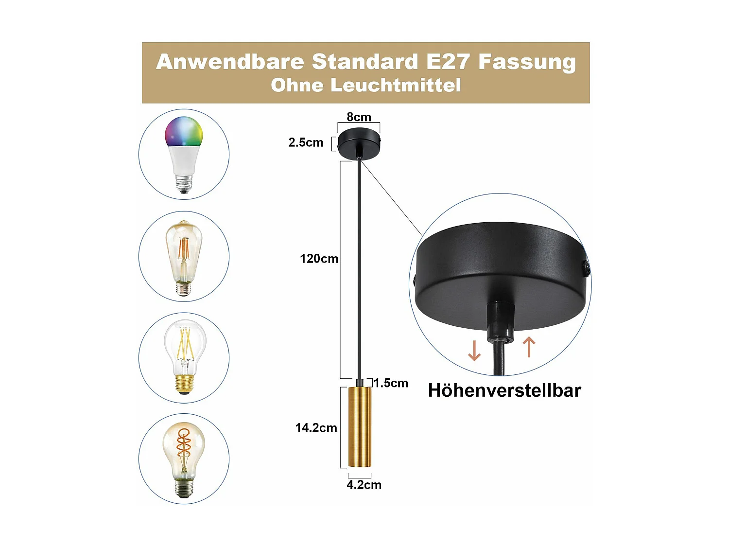 NETTLIFE Lampa wisząca do jadalni 1 żarówka Lampa wisząca E27 Industrialna lampa wisząca