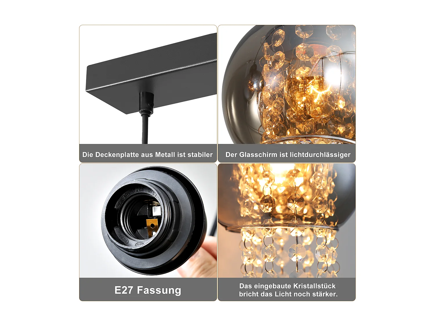 Zwarte kristallen eettafel hanglamp E27 moderne hanglamp voor woonkamer