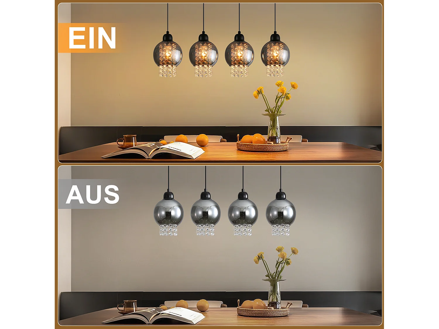 Zwarte kristallen eettafel hanglamp E27 moderne hanglamp voor woonkamer