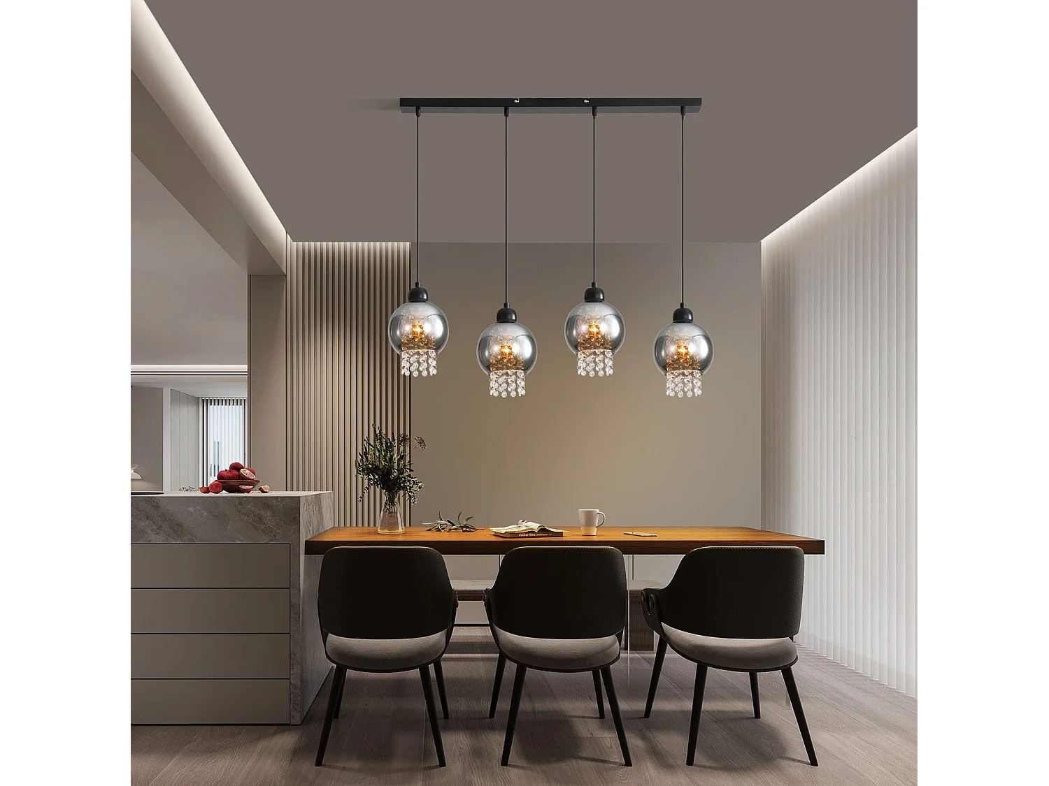 Zwarte kristallen eettafel hanglamp E27 moderne hanglamp voor woonkamer