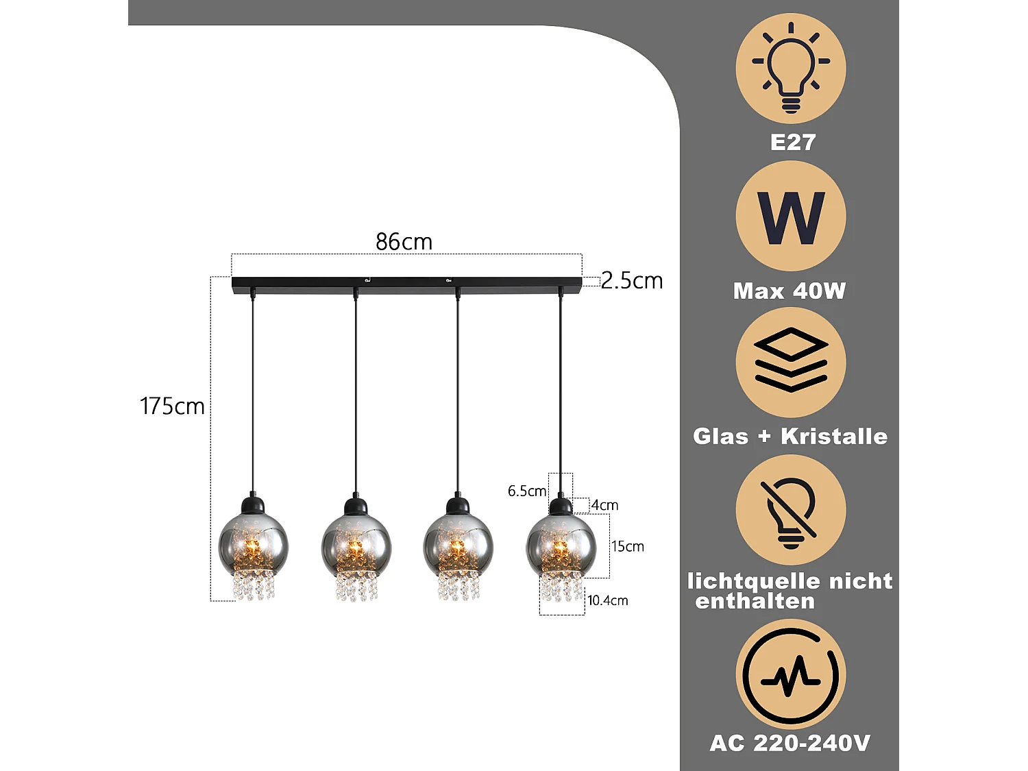 Lampe Suspendue Pour Table à Manger En Cristal Noir E27 Lampe Suspendue Moderne Pour Salon