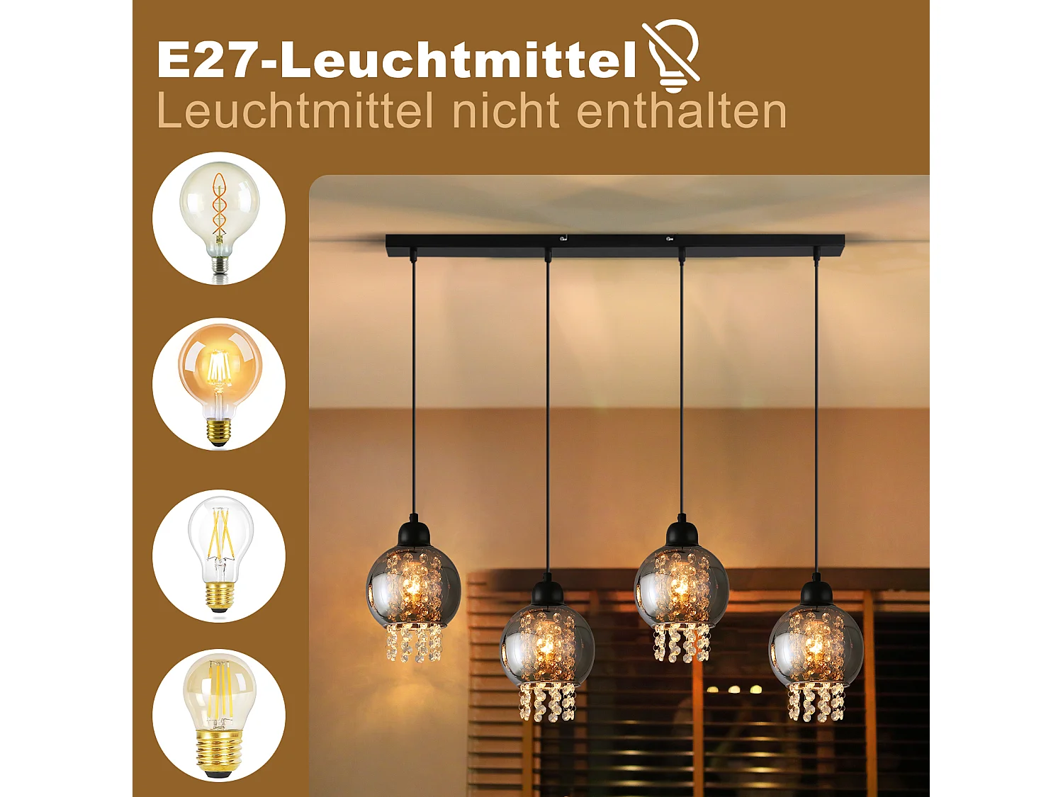 Schwarz Kristall Esstisch Anhänger Licht E27 Moderne Hängende Lampe Für Wohnzimmer