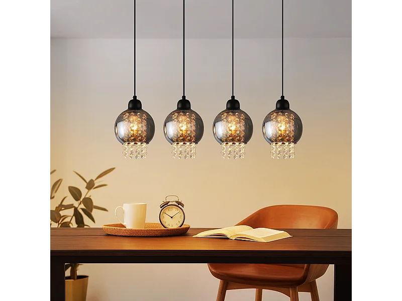 Lampe Suspendue Pour Table à Manger En Cristal Noir E27 Lampe Suspendue Moderne Pour Salon