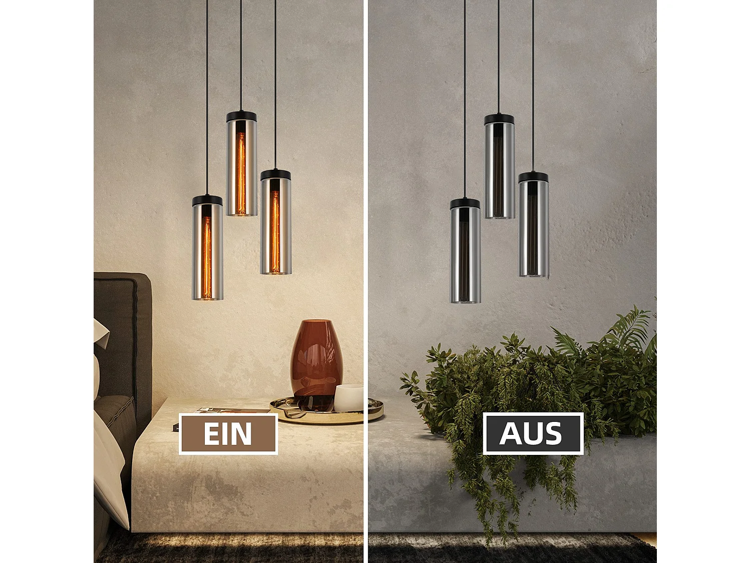 Lampe à Suspension Pour Table à Manger En Verre Noir Mat Rétro 3 Flammes E27