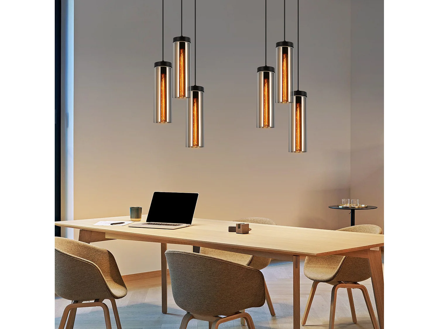 Lampe à Suspension Pour Table à Manger En Verre Noir Mat Rétro 3 Flammes E27