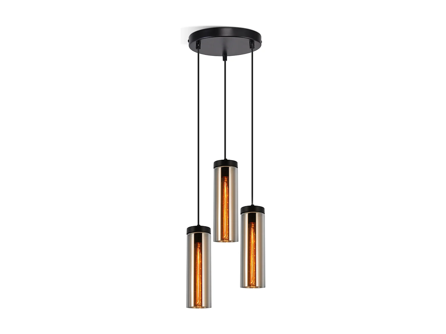 Lampe à Suspension Pour Table à Manger En Verre Noir Mat Rétro 3 Flammes E27