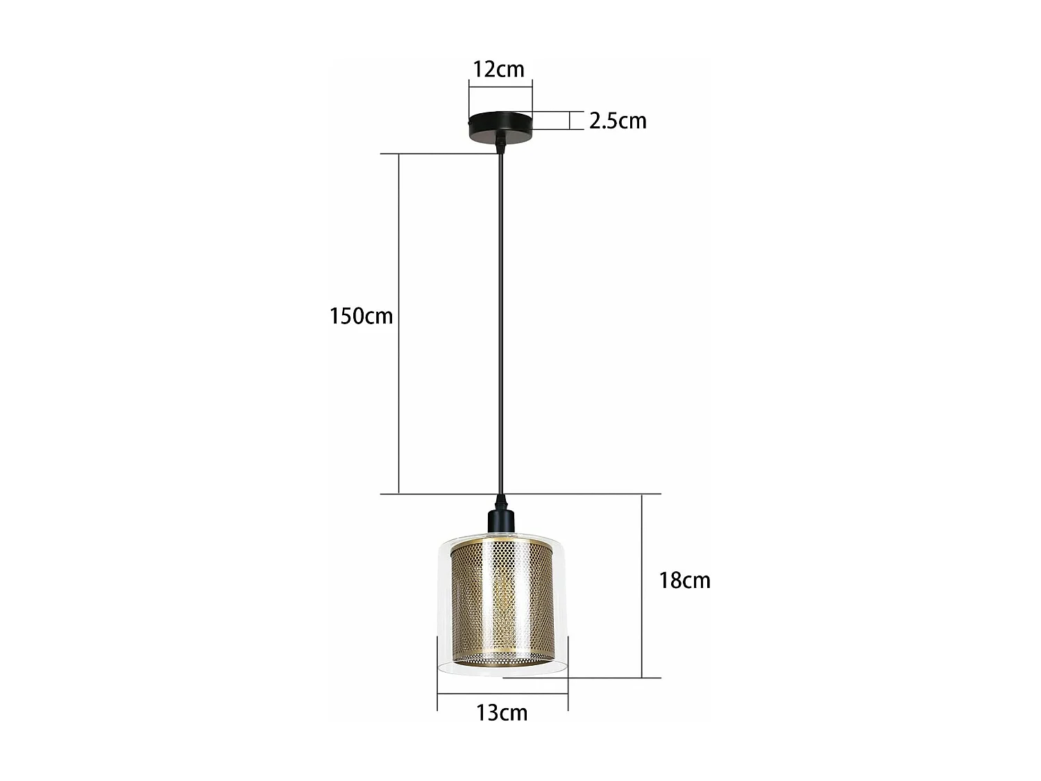 NETTLIFE Suspension salon doré lampe suspendue vintage 3 ampoules E14 verre industriel HAUTEUR RÉGLABLE