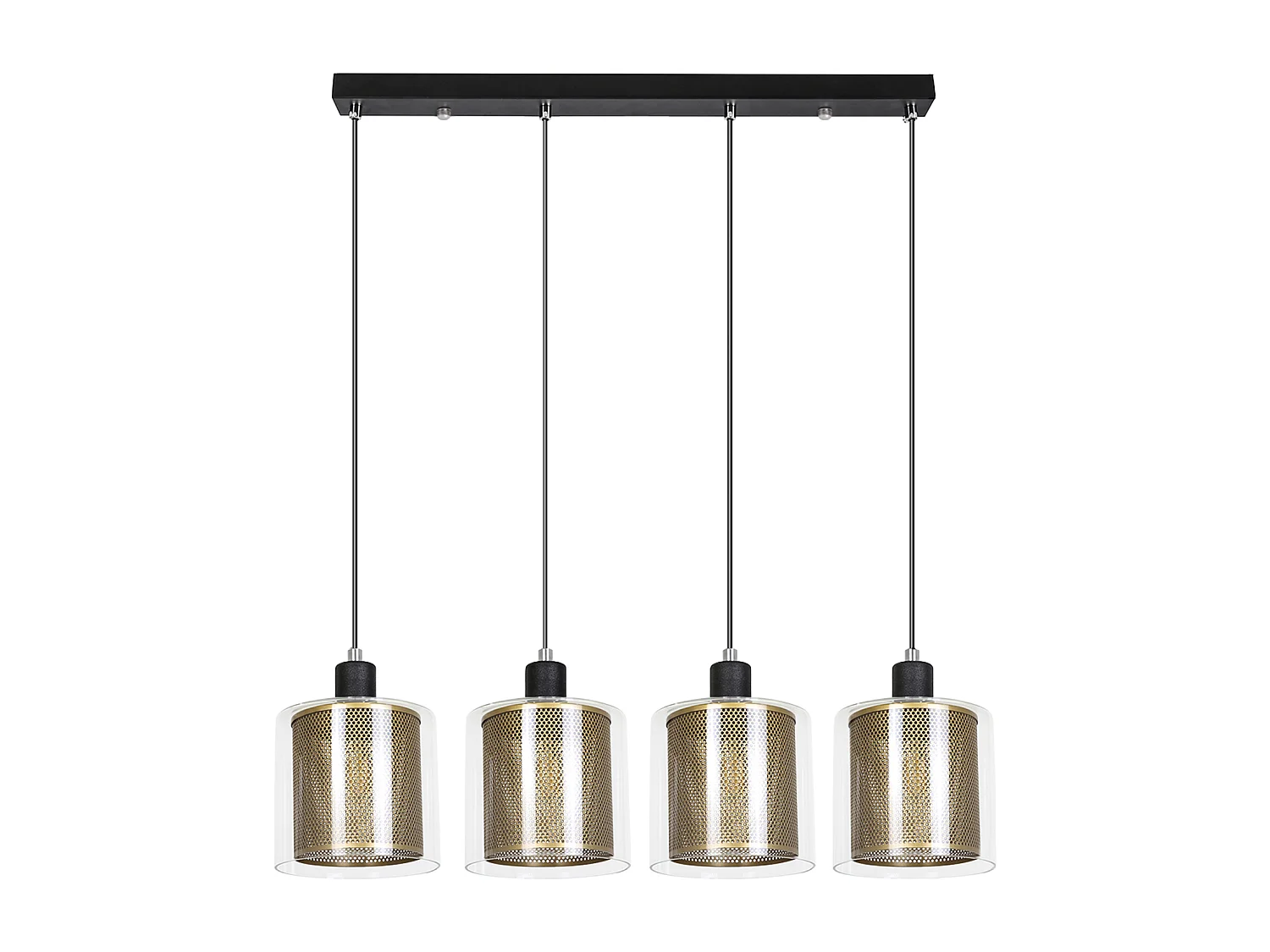 NETTLIFE Suspension salon doré lampe suspendue vintage 3 ampoules E14 verre industriel HAUTEUR RÉGLABLE